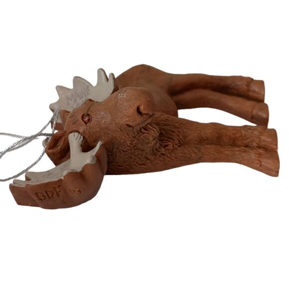 Maine Souvenir Moose Ornament Bar Harbor Resin Elk Christmas Cabincore Rustic. - Picture 11 of 15